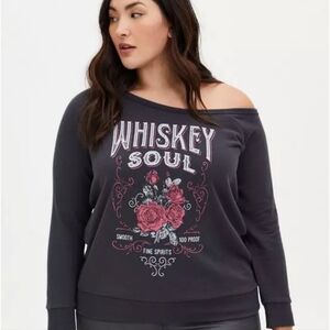EUC Off Shoulder Graphic Sweater